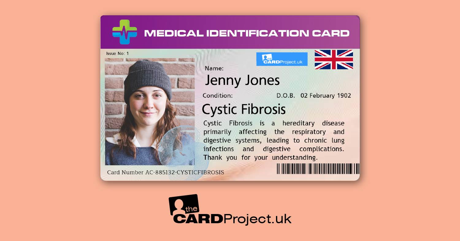 Cystic Fibrosis (CF) Premium Photo Medical ID Card (FRONT)
